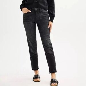 Sonoma Mid Rise Slim Ankle Jeans Womens 18 Black Raw Hem Stretch